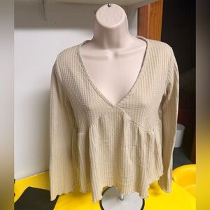 Shirt: Olivia Rae Cream V-Neck Ribbed Blouse